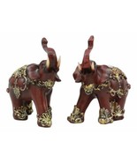 Ebros Faux Wood Feng Shui Elephant with Trunk Up Set of 2 Thai Buddhism ... - $639.39 MXN