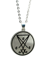 Sigil of Satan 666 Lucifer Necklace Satan Devil Occult 20&quot; Chain Steel Pendant - £6.48 GBP
