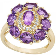 NEW Amethyst (3-1/2 ct. t.w.) &amp; Diamond (1/8 ct. t.w.) Ring in 14k Rose Gold - £711.30 GBP