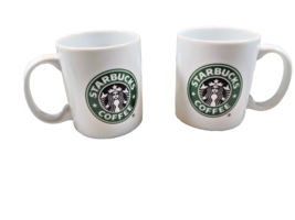 2 Original 2005 Starbucks Mermaid Logo Coffee Mug 9 oz White Tea Coffee Cups - £12.29 GBP