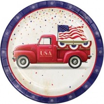 Patriotic Parade 9 Inch Plates Paper 8 Per Pack 4th of July Party Tableware - £12.82 GBP