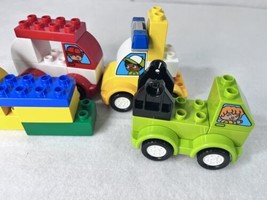 Duplos Vehicles Cars Lot 4 Cabs Fire Truck Race Helicopter Plane Blocks  - £13.15 GBP