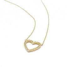 16&quot; Heart Love Necklace 14k Yellow Gold Plated 0.15tcw Simulated Diamond Pendant - £82.49 GBP
