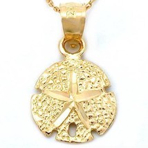 14K Gold Sand Dollar Charm 18&quot; Chain Jewelry - £118.88 GBP