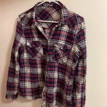 Charlotte Russe Womens Snap Up Plaid Shirt Size L Large Bust 34” Red Plaid - £4.48 GBP