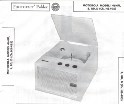 1956 MOTOROLA 46HF1 Record Player Photofact MANUAL Phono Amplifier Amp Changer - £7.90 GBP