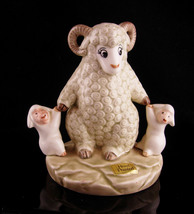Aries new mom baby figurine - Vintage Ram and baby lambs - handpainted l... - £43.25 GBP