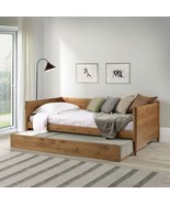 Twin size Solid Wood Daybed with Roll Out Trundle Bed Frame in Medium Brown - $14,666.73 MXN