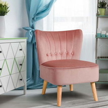 Armless Accent Chair Tufted Velvet Leisure Chair-Pink - £109.64 GBP