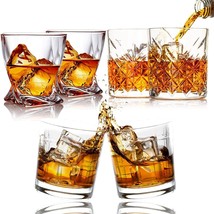 Whiskey Glasses Set Vintage Old Fashioned Crystal Bourbon Tumblers Barware 6 New - £31.06 GBP