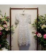 Vintage 90s Jessica McClintock Ivory Lace Floral Dress Girls Size 10 Moc... - $48.51