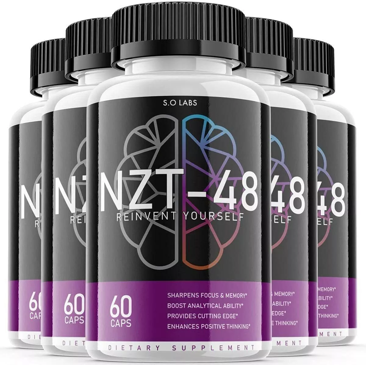 (5 Pack) NZT-48 Brain Booster, NZT-48 Limitless Focus Nootropic (300 Capsules) - £81.87 GBP