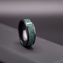 Moss Agate Ring, Wedding Band, Engagement Gift, Ceramic Men Ring - £169.88 GBP