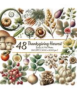 Thanksgiving Harvest Clipart Bundle – Vintage Watercolor Botanical Eleme... - $3.60