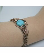 Turquoise Bracelet, copper wire handmade, gemstone jewelry - $55.10 CAD