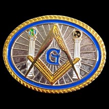 Masonic Twin Pillars of Boaz and Jachi Lapel Hat Tie Pin Parade Gold Tone - $8.56