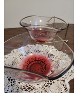 Vintage Anchor Hocking Pink Cranberry Flash Glass Chip And Dip Bowl Set - £22.05 GBP