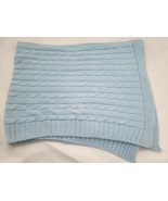 Macy&#39;s Tots Fifth Avenue Baby Blanket Light Blue Cable Knit Cotton - £21.08 GBP