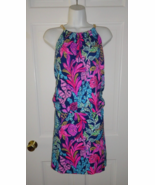 NWT LILLY PULITZER AEGEAN NAVY CALYPSO COAST SONIQUE HALTER DRESS XL - $143.99