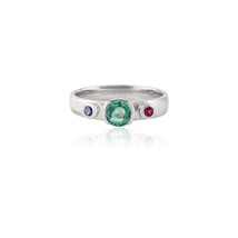 Emerald Ruby Sapphire Ring 925 Sterling Silver Multi Stone Ring For Anniversary - £96.63 GBP