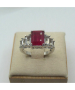 Signed 925 KH Ruby Sterling Silver Ring Size 6.5 - £35.04 GBP