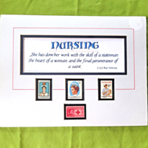 Larry Gabler Postscripts 1995 US Nurses Stamps W/Calligraphy Matted - $19.79