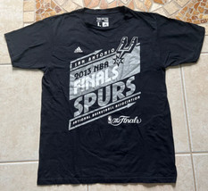 San Antonio SPURS T-Shirt Black NBA 2013 Finals Adidas Short Sleeve Size... - £10.15 GBP