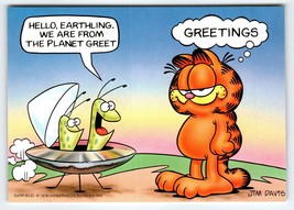 Garfield Cat Postcard Space Ship Martians Jim Davis Comic Orange 1978 Vintage - £9.02 GBP