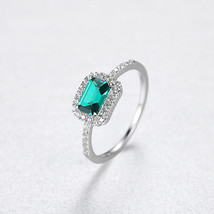 925 Silver Synthetic Caibao Zircon Crystal Ring First Summer Women&#39;s Ring US8 - £31.01 GBP