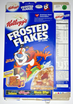 1998 Empty Kellogg&#39;s Frosted Flakes Pop Music Offer 20OZ Cereal Box SKU ... - $18.99