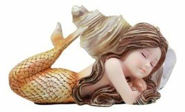 Under The Sea Young Mermaid Ariel Resting By Snail Sconce Shell Figurine Decor - £20.77 GBP