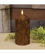 Rustic Pillar Candle with Timer in Burnt mustard - 6 inch - €25,83 EUR