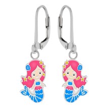 Mermaid 925 Silver Leverback Earrings - £14.63 GBP