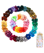 50 PCS Satin Hair Scrunchies For Curly Girl Scrunchy With Gift Bag Multi... - £10.75 GBP