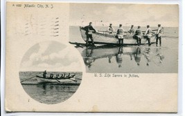 US Life Savers in Action Boat Atlantic City New Jersey 1908 Rotograph postcard - £5.44 GBP