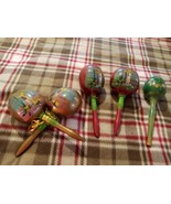 Vintage Hand Painted Mexican Maracas Pair (2) 5 Total Mexico - $309.24 MXN