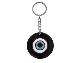 Mia Jewel Shop Evil Eye Round Chip Stone Inlay Clear Acrylic Keychain - Handmade - £11.62 GBP