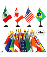 Anley 24 Countries Deluxe Desk Flags Set 8 x 5 Inches Miniature Desktop ... - £17.01 GBP