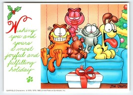 Garfield Cat Christmas Postcard Odie Arlene Holiday Greetings Jim Davis 1980 - £7.63 GBP