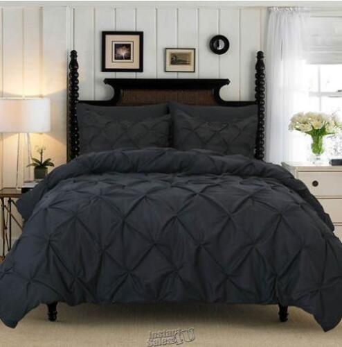 Elegant Comfort Hotel Pintuck Duvet Cover Set with Shams Black Twin - $23.74