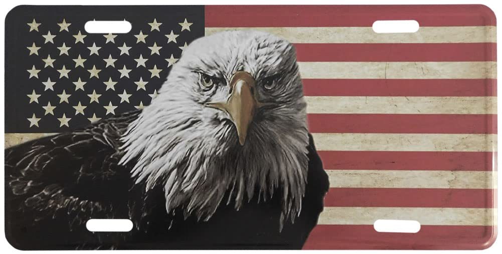 USA American Bald Eagle Vintage Tea Stained 6&quot;x12&quot; Aluminum License Plat... - $4.88