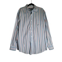 Nautica Mens Dress Casual Shirt Long Sleeve Button Down L Blues Orange - $16.99