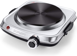 SUNAVO 1500W Hot Plates for Cooking, Electric Single Burner with Handles, 6 Powe - £46.33 GBP