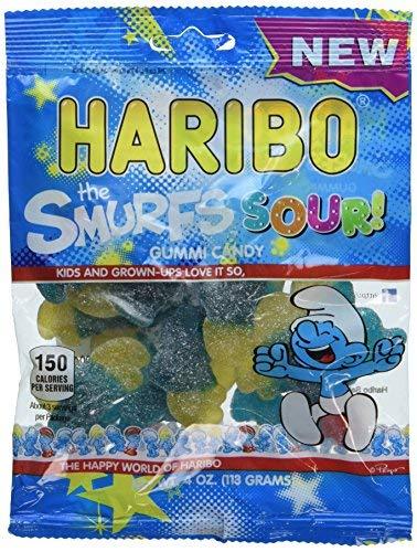 New Haribo The Smurfs Sour! Gummi Candy 4 oz Bag (2 Bags) - $8.77
