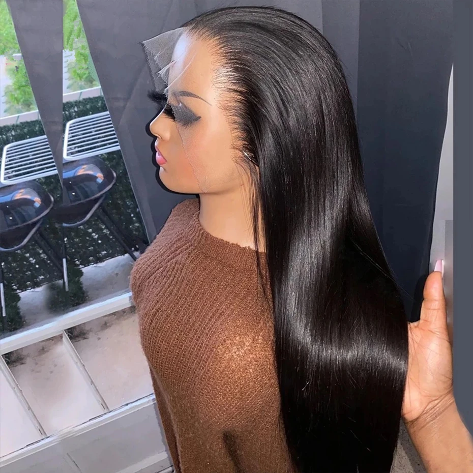 Transparent 360 Lace Wigs For Black Women Human Hair Straight 13x4 Lace Fro - £53.37 GBP+
