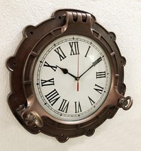 Antique Brown Marine Brass Ship Porthole Clock 15&quot; inches Nautical Wall Clock - £88.02 GBP