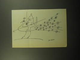 1960 Cartoon by Saul Steinberg - Cat riding a Peacock - £11.95 GBP
