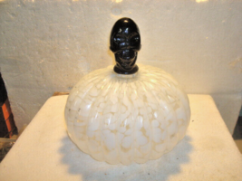 Handblown CLEAR/White Spotted Art Glass Pumpkin W Skullhead Large Piece - £39.05 GBP