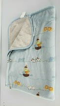 Tiddliwinks Baby Blanket Noah&#39;s Noahs Ark Blue Cream Sherpa Lion Sheep Zebra - £39.55 GBP