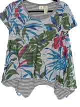 Caribbean Joe Women&#39;s Petite Size L, Tropical Pattern, Layered Mesh PL - $17.85